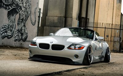 BMW Z4, stance, e85, tuning, german cars, supercars, silver z4, BMW
