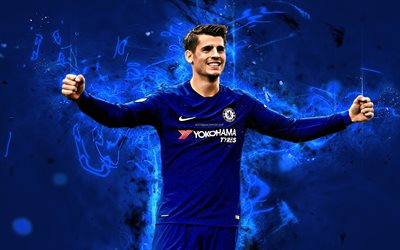 Alvaro Morata, obiettivo, i calciatori spagnoli, arte astratta, Chelsea FC, calcio, Morata, Premier League, luci al neon