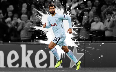 Fernando Llorente, 4k, art, Tottenham Hotspur FC, Spanish football player, splashes of paint, grunge art, creative art, Premier League, England, football