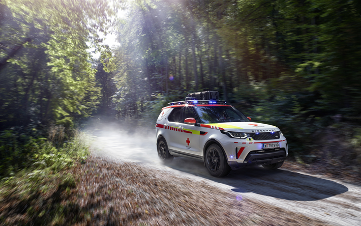 Land Rover Discovery, la Croix-Rouge d&#39;Intervention d&#39;Urgence, en 2018, 4k, d&#39;ambulance, de VUS, de sauvetage, de l&#39;Autriche, Land Rover