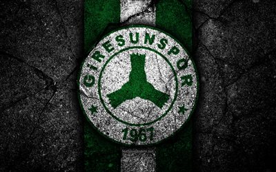 Giresunspor FC, 4k, logo, football, Turkish Lig, black stone, Turkey, soccer, emblem, Giresunspor, asphalt texture, Giresun, Turkish football club