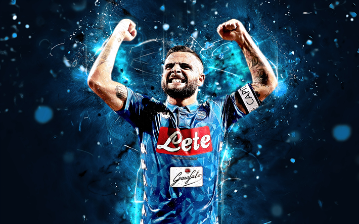 Lorenzo Insigne, italienska fotbollsspelare, Napoli FC, fotboll, Serie A, Badge, neon lights