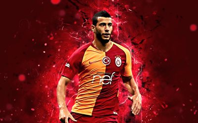 Younes Belhanda, partida, O Galatasaray FC, Moroccan jogador de futebol, futebol, Turco Super Lig, Belhanda, footaball, luzes de neon