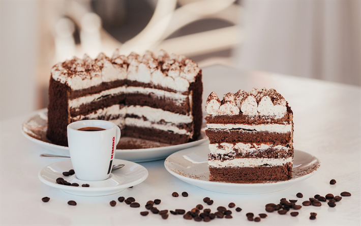 el tiramis&#250;, tarta, dulces, pastel, taza de caf&#233;, pasteles, crema