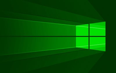 Windows 10 green logo, 4k, minimal, OS, green abstract background, creative, Windows 10, artwork, Windows 10 logo