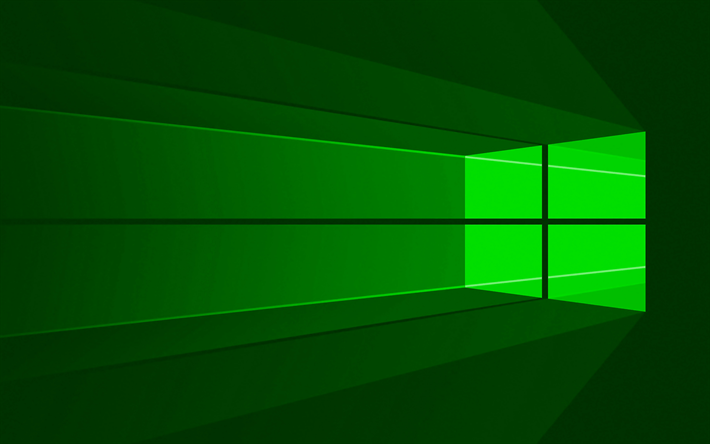 Windows 10 logotipo verde, 4k, m&#237;nimo, OS, verde, abstracto, antecedentes, creativo, Windows 10, obras de arte, Windows 10 logotipo