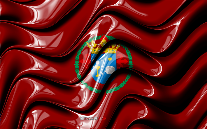 Santiago de Compostela Flagga, 4k, St&#228;der i Spanien, Europa, Flaggan i Santiago de Compostela, 3D-konst, Santiago de Compostela, Spanska st&#228;der, Santiago de Compostela 3D-flagga, Spanien