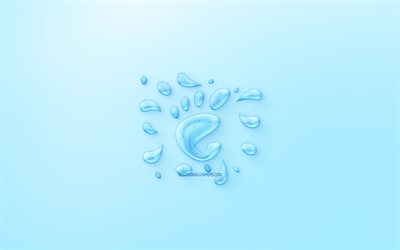 GNOME logotipo de agua, logotipo, emblema, fondo azul, arte creativo, de los conceptos del agua, GNOME