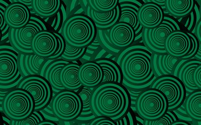el verde oscuro de textura con c&#237;rculos, c&#237;rculos verdes de la textura, la textura retro, oscuro fondo creativo, c&#237;rculos verdes de fondo