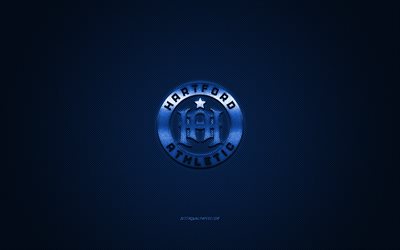Hartford Urheilullinen, American soccer club, USL Mestaruuden, sininen logo, sininen hiilikuitu tausta, USL, jalkapallo, Hartford, Connecticut, USA, Hartford Urheilullinen logo