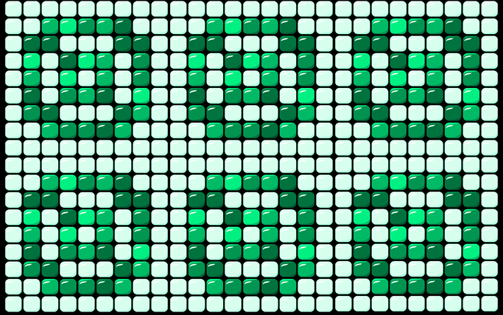 Green mosaic texture, background with green dots, creative green texture, mosaic green background
