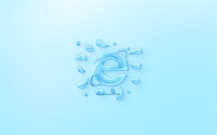 IE logo, acqua logo, stemma, sfondo blu, vale a dire del logo di acqua, arte creativa, acqua concetti, Internet Explorer