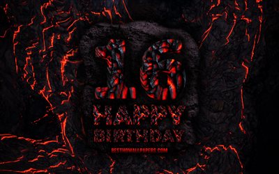 4k, Happy 16 Years Birthday, fire lava letters, Happy 16th birthday, grunge background, 16th Birthday Party, Grunge Happy 16th birthday, Birthday concept, Birthday Party, 16th Birthday