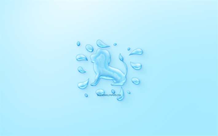 Leo Zodiac Sign, horoscope signs, sign of water, Leo Sign, astrological sign, Leo, blue background, creative water art