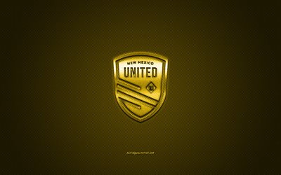 New Mexico, United, American soccer club, azienda USL di Campionato, giallo logo, giallo contesto in fibra di carbonio, USL, calcio, Albuquerque, Nuovo Messico, stati UNITI, United logo