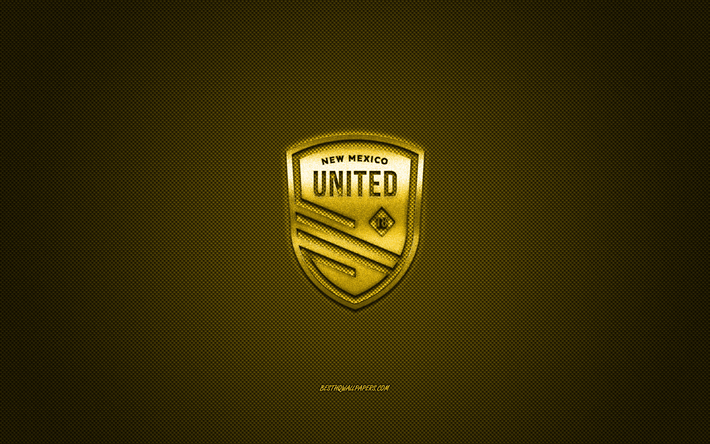 new mexico united, american soccer club, usl-meisterschaft, gelbes logo, gelb carbon fiber hintergrund, usl, fu&#223;ball, albuquerque, new mexico, usa, new mexico united-logo