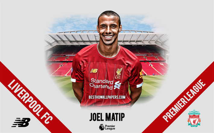 Joel Matip, Liverpool FC, portrait, Cameroon footballer, midfielder, 2020 Liverpool uniform, Premier League, England, Liverpool FC footballers 2020, football, Anfield