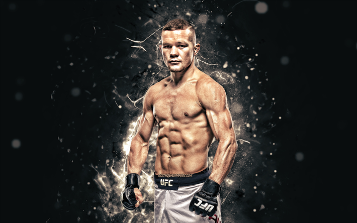 Petr Yan, 4k, white neon lights, russian fighters, MMA, UFC, Mixed martial arts, Petr Yan 4K, UFC fighters, Petr Evgenyevich Yan, MMA fighters