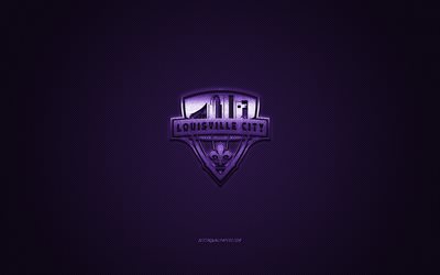 Louisville City FC, American soccer club, USL Mestaruuden, violetti logo, violetti hiilikuitu tausta, USL, jalkapallo, Louisville, Kentucky, USA, Louisville City FC-logo