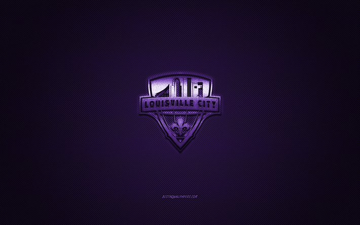 Louisville City FC, American soccer club, USL Mestaruuden, violetti logo, violetti hiilikuitu tausta, USL, jalkapallo, Louisville, Kentucky, USA, Louisville City FC-logo