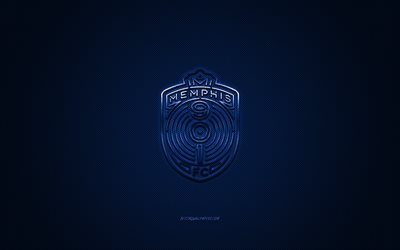 memphis 901 fc, american soccer club, usl-meisterschaft, blaues logo, blau-carbon-faser-hintergrund, usl, fu&#223;ball, memphis, tennessee, usa, memphis 901 logo