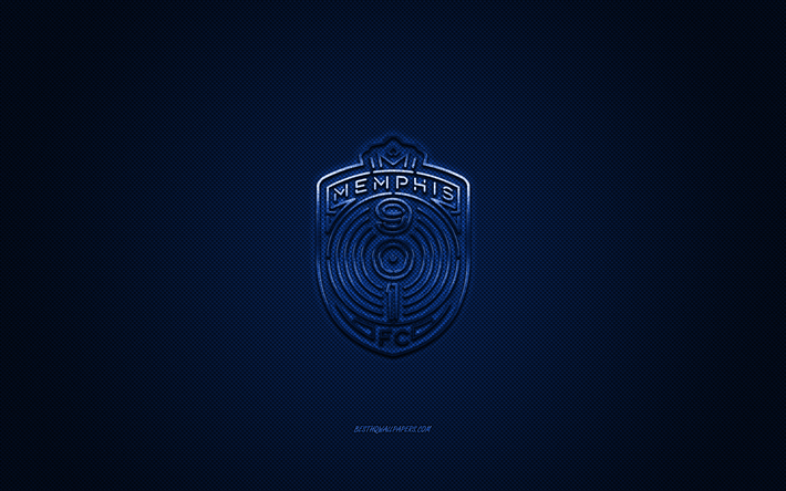 Memphis 901 FC, American soccer club, USL Mestaruuden, sininen logo, sininen hiilikuitu tausta, USL, jalkapallo, Memphis, Tennessee, USA, Memphis 901 logo