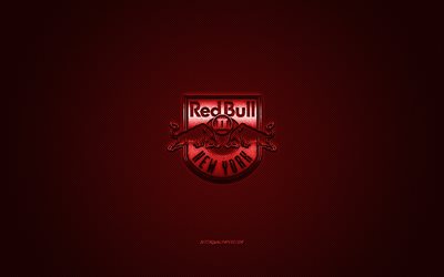 New York Red Bulls II, Amerikan Futbol Kul&#252;b&#252;, USL Şampiyonası, kırmızı logo, kırmızı karbon fiber arka plan, USL, futbol, New York, Harrison, New Jersey, AMERİKA Birleşik Devletleri, New York Red Bulls 2 logo