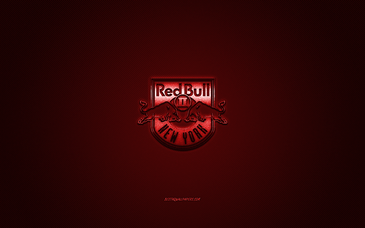 New York Red Bulls II, American soccer club, USL Mestaruuden, punainen logo, punainen hiilikuitu tausta, USL, jalkapallo, New York, Harrison, New Jersey, USA, New York Red Bulls 2 logo