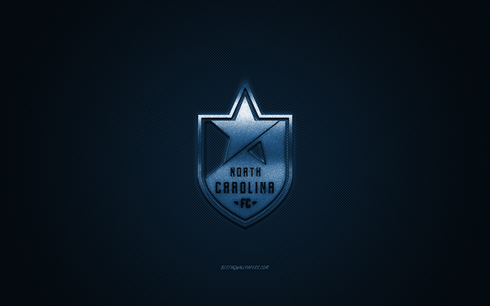 De la Caroline du nord FC, club de football Am&#233;ricain, LSU Championnat, logo bleu, bleu en fibre de carbone de fond, LSU, le football, la Carey, la Caroline du Nord, USA, Caroline du Nord FC logo, football