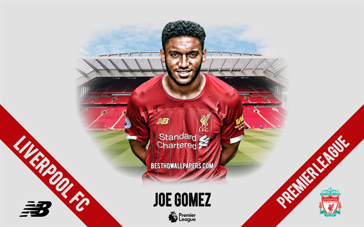 Joe Gomez, le Liverpool FC, le portrait, le footballeur anglais, le d&#233;fenseur, 2020 Liverpool uniforme, Premier League, Angleterre, Liverpool FC footballeurs 2020, le football, Anfield