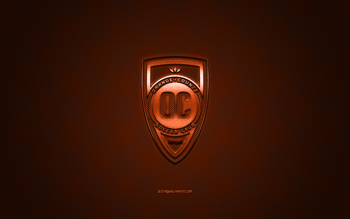 Orange County SC, Amerikan Futbol Kul&#252;b&#252;, USL Şampiyonası, turuncu logo, turuncu karbon fiber arka plan, USL, futbol, Orange, Kaliforniya, ABD, Orange County SC logo