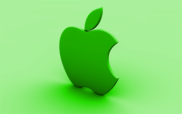 Descargar fondos de pantalla Manzana verde logo, fondo verde, creativo,  Apple, mínimos, el logotipo de Apple, obras de arte, Apple logo en 3D  libre. Imágenes fondos de descarga gratuita