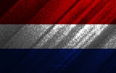 Flag of Netherlands, multicolored abstraction, Netherlands mosaic flag, Europe, Netherlands, mosaic art, Netherlands flag
