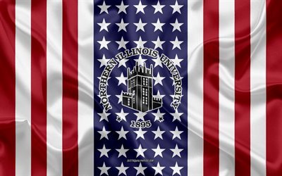 Emblema della Northern Illinois University, bandiera americana, logo della Northern Illinois University, DeKalb, Illinois, USA, Northern Illinois University