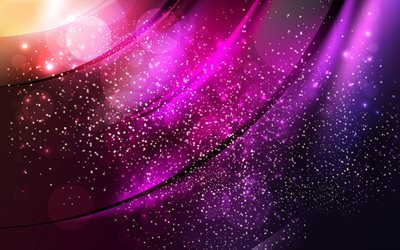 紫色の波, 4k, 抽象的な織りのテクスチャ, 紫の背景, creative クリエイティブ, カラフルな背景, 波状のテクスチャ, 抽象的な波