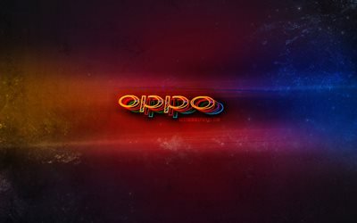 Logotipo Oppo, arte em neon claro, emblema Oppo, logotipo Oppo neon, arte criativa, Oppo