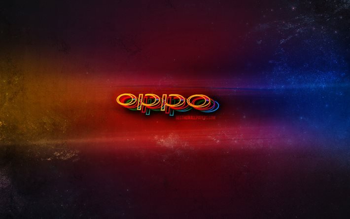Oppo logosu, ışık neon sanatı, Oppo amblemi, Oppo neon logosu, yaratıcı sanat, Oppo