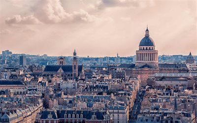 Parigi, Pantheon, Quartiere Latino, sera, paesaggio urbano di Parigi, panorama di Parigi, Francia