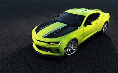 Chevrolet Camaro, 2016, Turbo AutoX Concept, supercarros, verde Camaro, carros esportivos