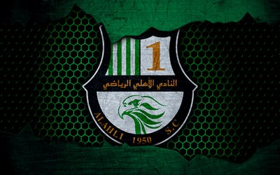 Al Ahli, 4k, logo, Qatar Stars League, soccer, football club, Qatar, Doha, grunge, metal texture, Al Ahli FC