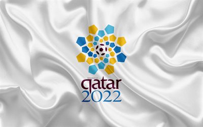 Qatar 2022, 4k, logo, emblem, football, 2022 FIFA World Cup, Soccer World Cup, Qatar