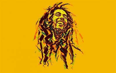 Bob Marley, art, Jamaican musician, portrait, low poly