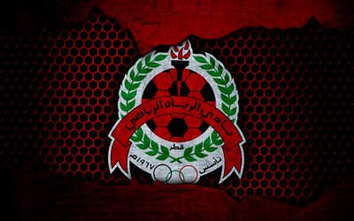 Al-Rayyan, 4k, logo, Qatar Stars League, soccer, football club, Qatar, Doha, grunge, metal texture, Al-Rayyan FC