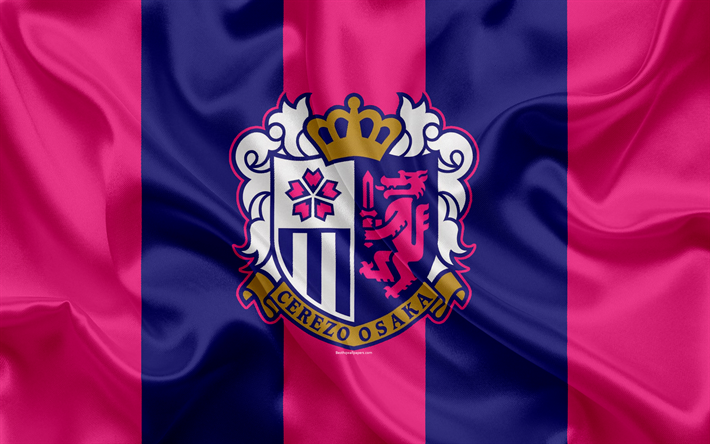وجدت أوساكا FC, 4k, الياباني لكرة القدم, ج-أوساكا شعار, شعار, الدوري الياباني, كرة القدم, أوساكا, اليابان, الحرير العلم, الدوري شعبة 1, اليابان لكرة القدم