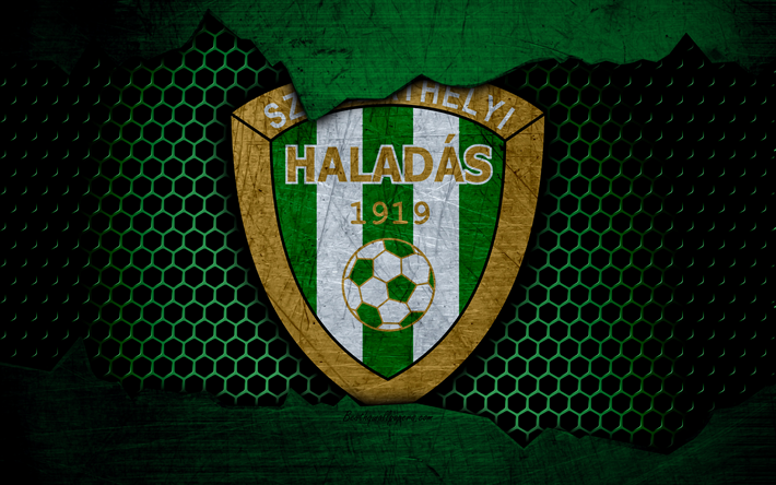 Haladas, 4k, logo, NB EU, H&#250;ngaro Liga, futebol, clube de futebol, Hungria, grunge, textura de metal, Haladas FC