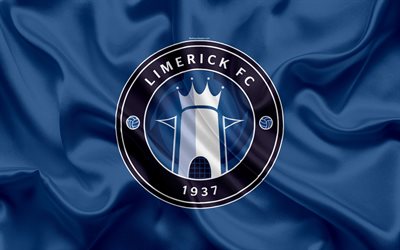 Limerick FC, 4K, Irish Football Club, logo, emblem, League of Ireland, Premier Division, football, Limerick, Ireland, silk flag, Irish Football Championship