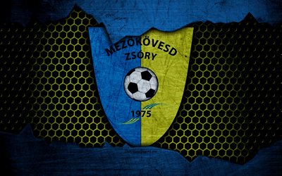 Mezokovesd-Zsory, 4k, logo, NB I, Hungarian Liga, soccer, football club, Hungary, grunge, metal texture, Mezokovesd-Zsory FC