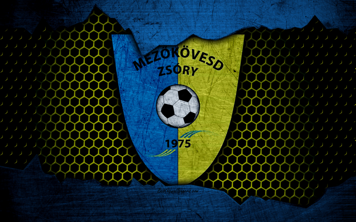 Mezokovesd-Zsory, 4k, logo, NB, Macaristan Lig, futbol, futbol kul&#252;b&#252;, Macaristan, grunge, metal doku, Mezokovesd-Zsory FC