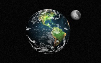 Terra, lua, planeta, espa&#231;o, c&#233;u estrelado