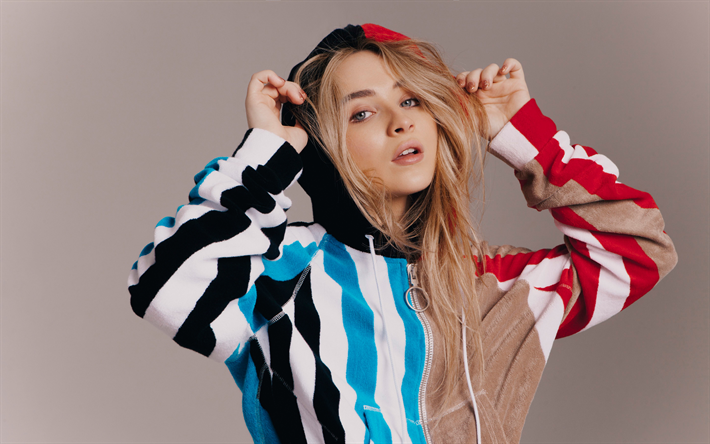 Sabrina Carpenter, 4k, cantante estadounidense, retrato, mujer hermosa actriz